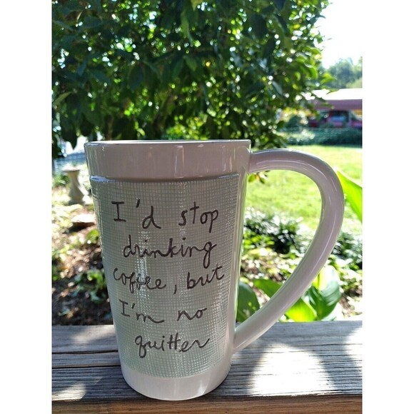 Dept 56   White Coffee Mug Tea Cup I'm no quitter - Picture 1 of 7